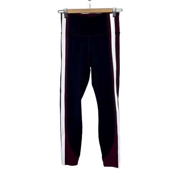 Athleta Pants - Athleta Crunch 7/8 Tights Burgundy Black Colorblock Womens Size XS Leggings